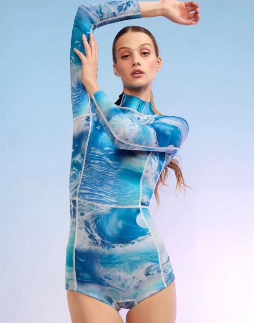 Shop Cynthia Rowley Watercamo Wetsuit Blue Rainbow