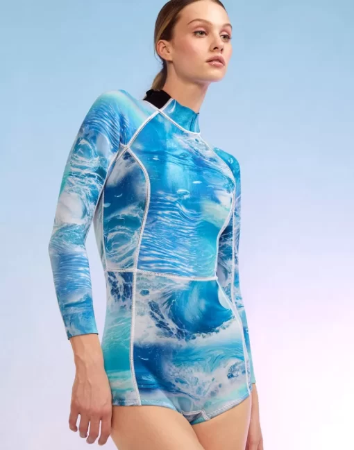 Shop Cynthia Rowley Watercamo Wetsuit Blue Rainbow