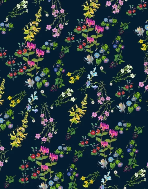 Discount Cynthia Rowley Whatever Floats Your Botanical Wallpaper Navy Floral | Light Blue Floral