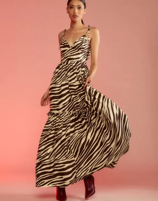 Online Cynthia Rowley Wild Side Silk Dress Zebra